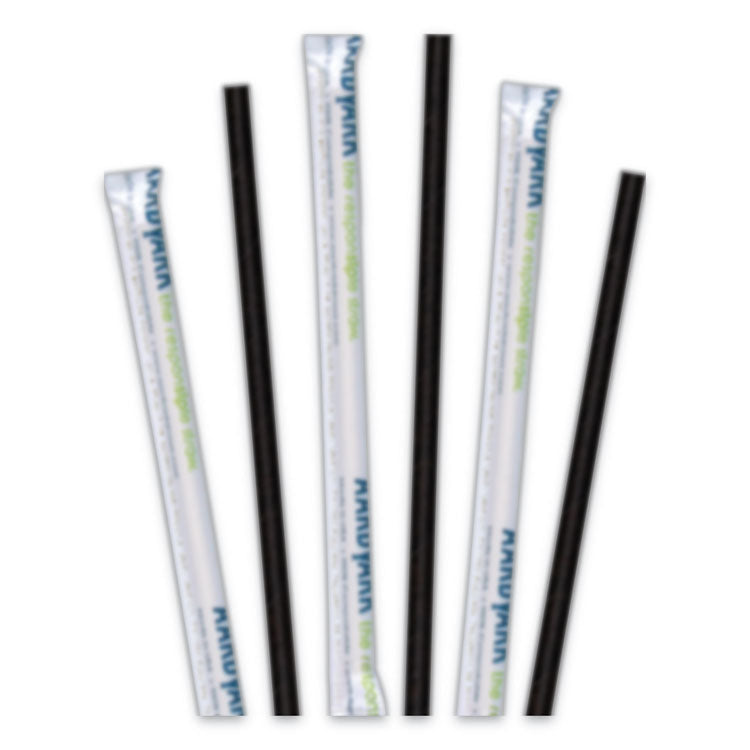 Hoffmaster - Aardvark Paper Straws, 5.75", Black, 3,200/Carton