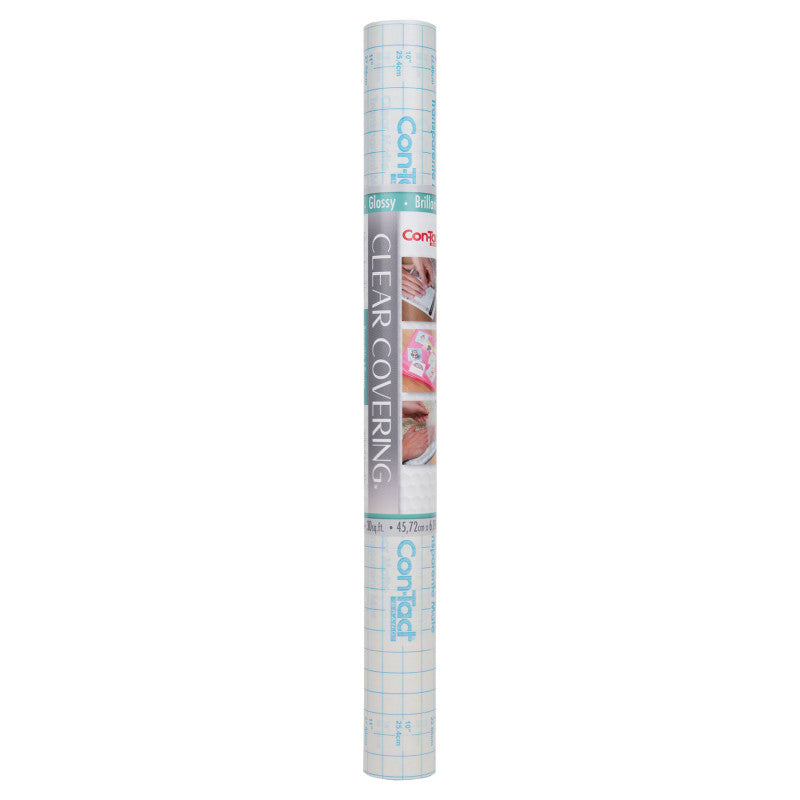 Clear Cover™ Adhesive Covering, Clear, 18" x 16 ft, Glossy