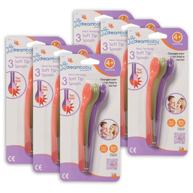 DREAMBABY - Heat Sensing Soft Tip Spoons, 3 Per Pack, 6 Packs