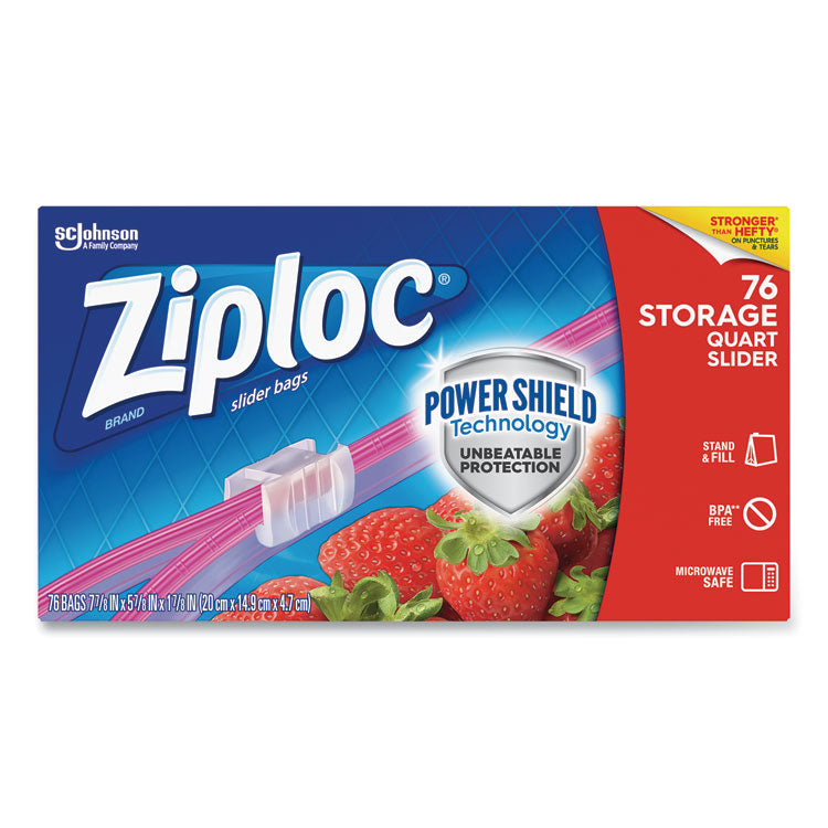 Ziploc - Slider Storage Bags, 1 qt, 5.88" x 7.88", Clear, 9/Carton