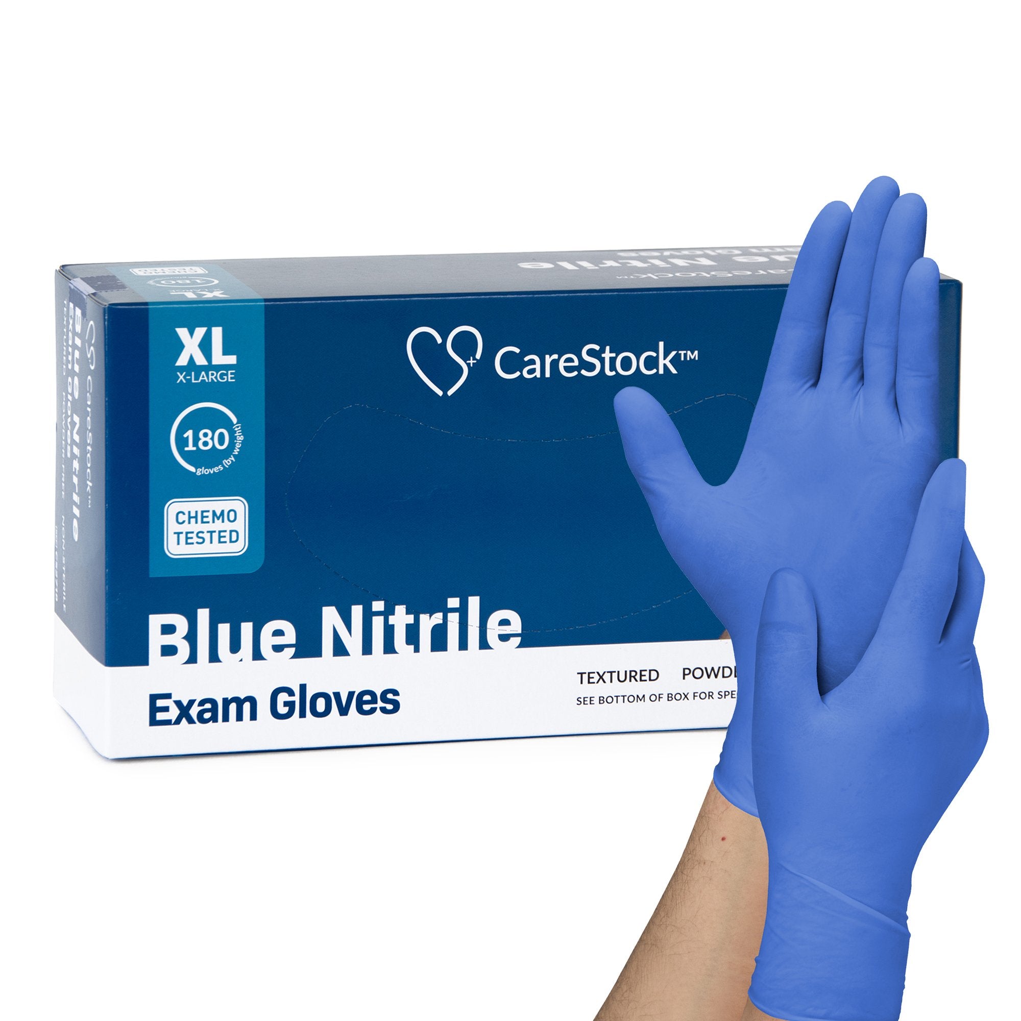 CareStock - Exam Glove CareStock™ X-Large NonSterile Nitrile Standard Cuff Length Textured Fingertips Blue Chemo Tested [1800/CS]