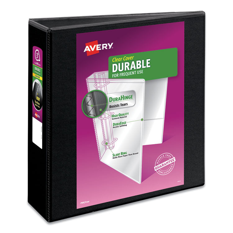 Avery - Durable View Binder with DuraHinge and Slant Rings, 3 Rings, 3" Capacity, 11 x 8.5, Black