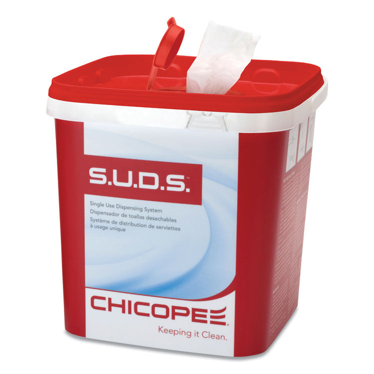 Chicopee - S.U.D.S Bucket with Lid, 7.5 x 7.5 x 8, Red/White, 6/Carton