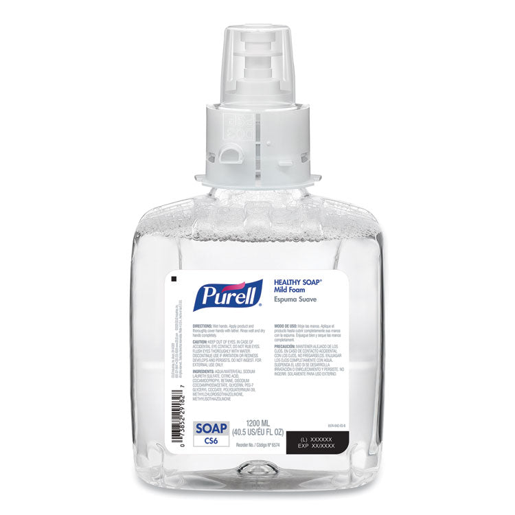 PURELL - HEALTHY SOAP Mild Foam, For CS6 Dispensers, Fragrance-Free, 1,200 mL, 2/Carton