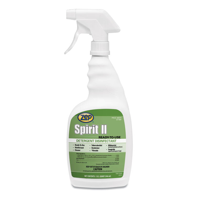 Zep - Spirit II Ready-to-Use Disinfectant, Citrus Scent, 32 oz Spray Bottle, 12/Carton