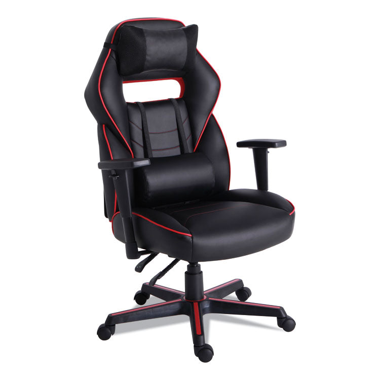 Alera - Racing Style Ergonomic Gaming Chair, Supports 275 lb, 15.91" to 19.8" Seat Height, Black/Red Trim Seat/Back, Black/Red Base