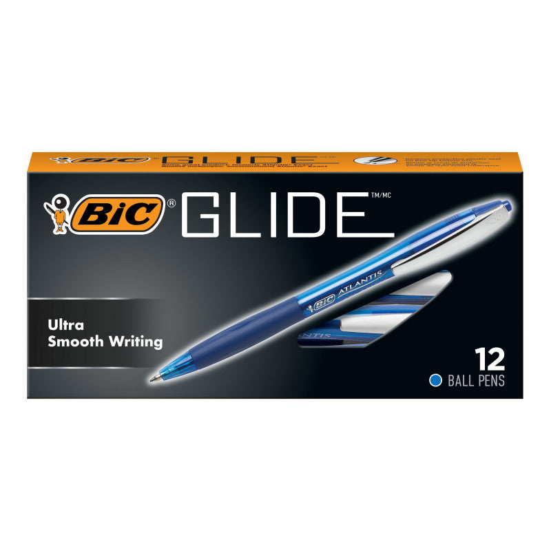 BIC - Glide™ Retractable Ball Pen, Medium Point (1.0 mm), Blue, 12-Count