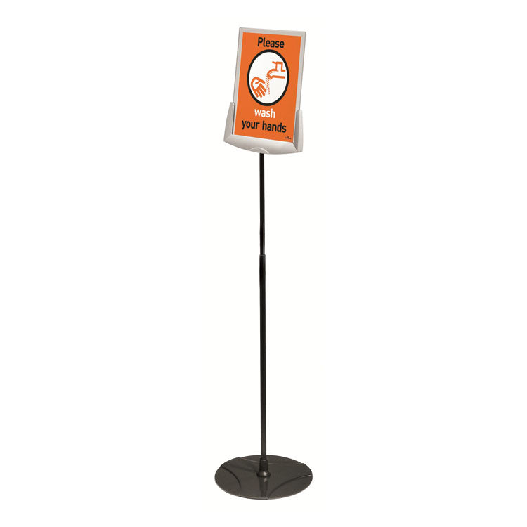 Durable - Sherpa Infobase Sign Stand, Acrylic/Metal, 40" to 60" High, Gray