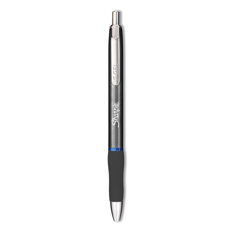 Sharpie S-Gel - S-Gel Premium Metal Barrel Gel Pen, Retractable, Medium 0.7 mm, Blue Ink, Gun Metal Gray Barrel, Dozen