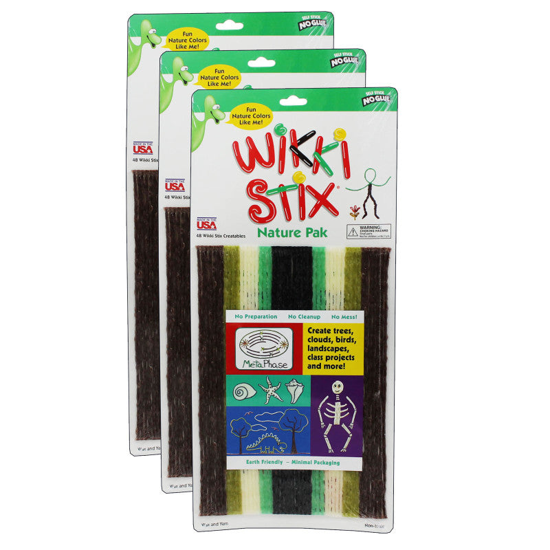 WIKKI STIX - Wikki Stix®, Nature Colors, 48 Per Pack, 3 Packs