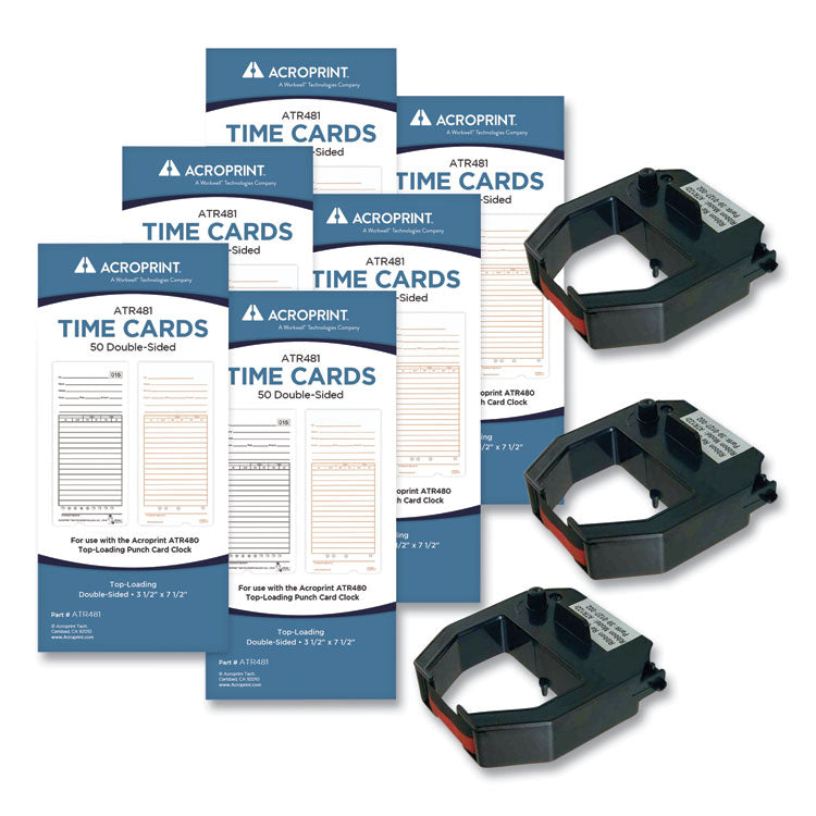 Acroprint - TXP300 Accessory Bundle, Bi-Weekly/Weekly, Two Sides, 3.5 x 7.5