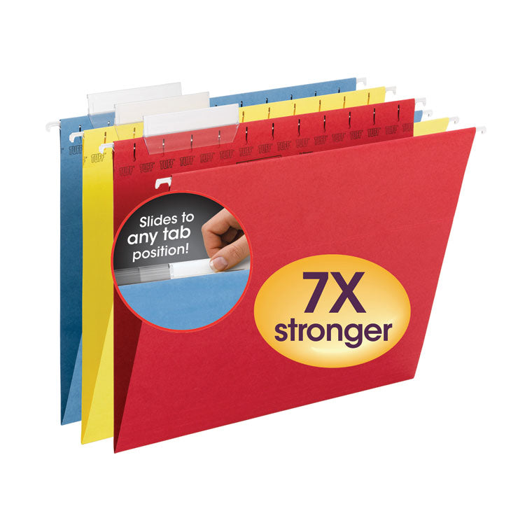 Smead - TUFF Hanging Folders with Easy Slide Tab, Letter Size, 1/3-Cut Tabs, Assorted Colors, 15/Box