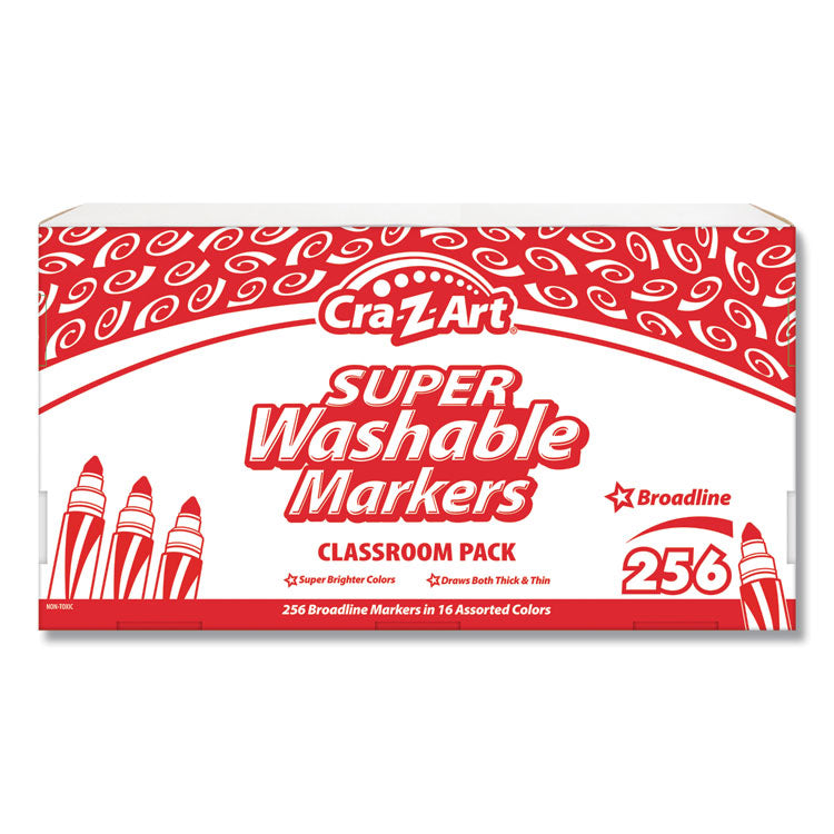 Cra-Z-Art - Super Washable Markers Classpack, Broad Bullet Tip, Assorted Colors, 256/Set