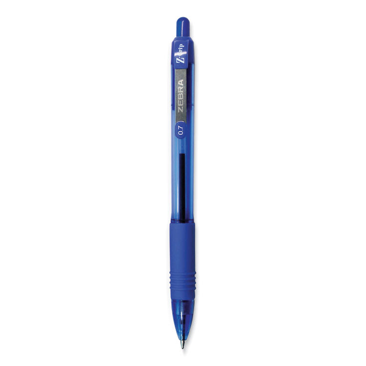 Zebra - Z-Grip Ballpoint Pen, Retractable, Medium 0.7 mm, Blue Ink, Blue Tinted Barrel, 12/Pack