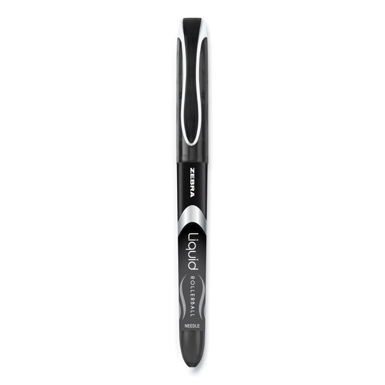 Zebra - Liquid Ink Roller Ball Pen, Stick, Extra-Fine 0.5 mm, Black Ink, Black Barrel, 12/Pack