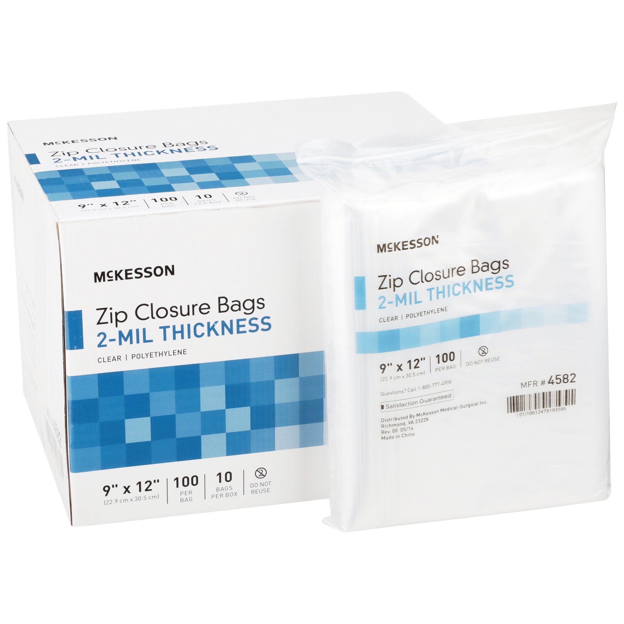 McKesson Brand - Reclosable Bag McKesson 9 X 12 Inch Polyethylene Clear Zipper Closure [10/BX]