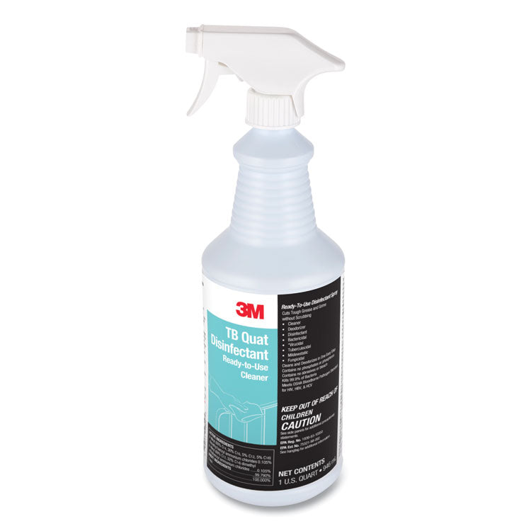 3M - TB Quat Disinfectant Ready-to-Use Cleaner, 32 oz Bottle, 12 Bottles and 2 Spray Triggers/Carton