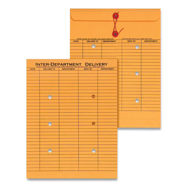 Universal - Light Brown Kraft String/Button Interoffice Envelope, #97, Two-Sided Five-Column Format, 10 x 13, Light Brown Kraft, 100/Box