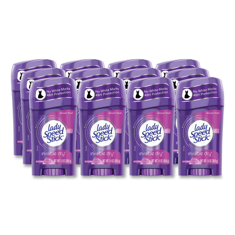 Lady Speed Stick - Invisible Dry Antiperspirant, Fresh Scent, 1.4 oz, White, 12/Carton