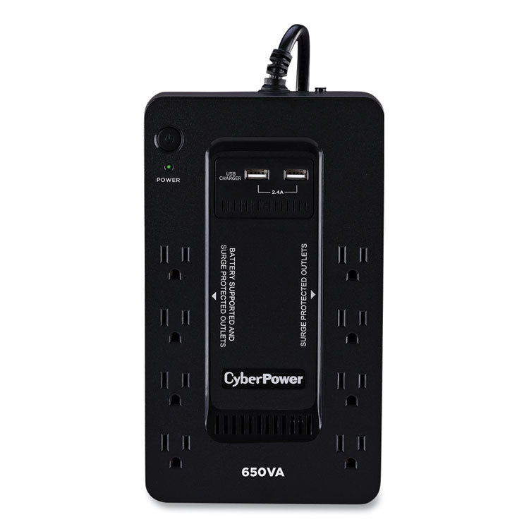 CyberPower - SX650U UPS Battery Backup, 8 Outlets, 650 VA, 890 J