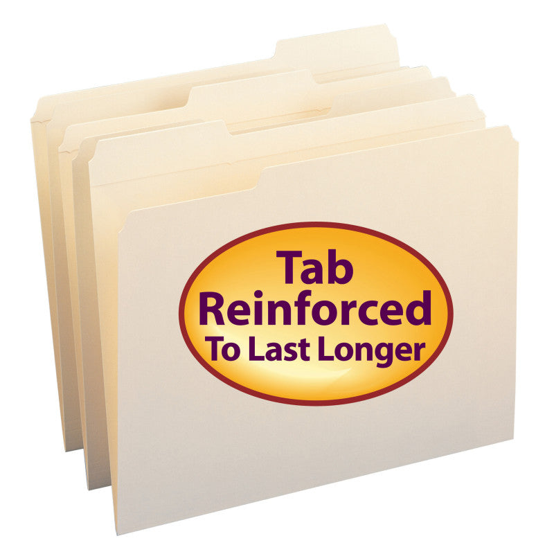 SMEAD - File Folders, Reinforced 1/3-Cut Tab, Letter Size, Manila, Box of 100