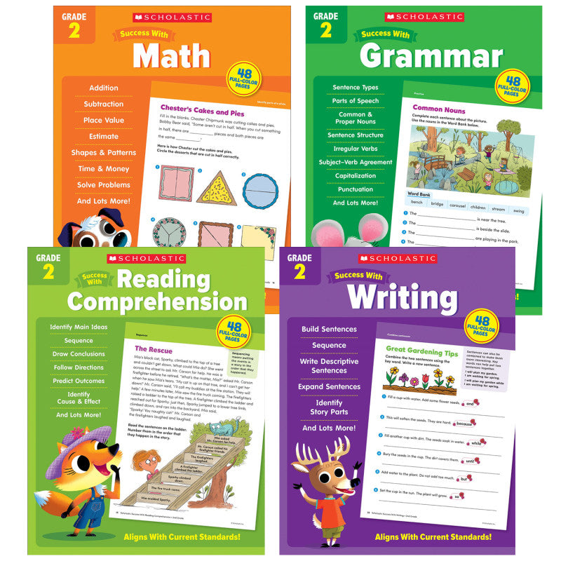 SCHOLASTIC TEACHING SOLUTIONS - Scholastic Second Grade Success Workbooks, 4 Book Set