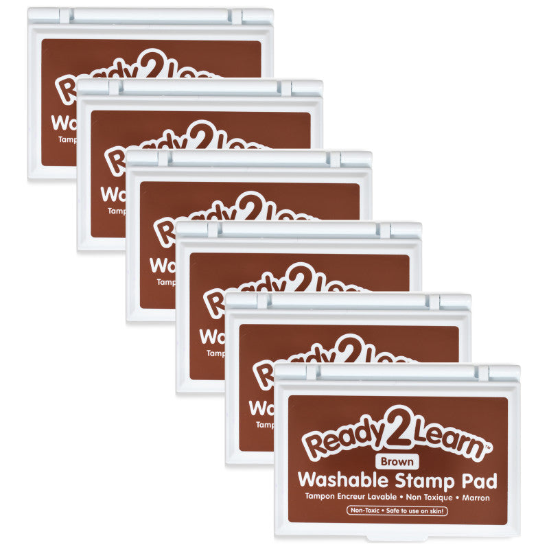 READY 2 LEARN - Washable Stamp Pad - Brown - Pack of 6