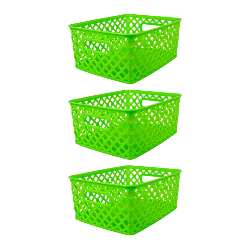 ROMANOFF - Woven Basket, Small, Lime, Pack of 3