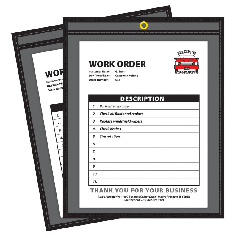 C-LINE - Shop Ticket Holders, Stitched, One Side Clear, 9" x 12", Box of 25