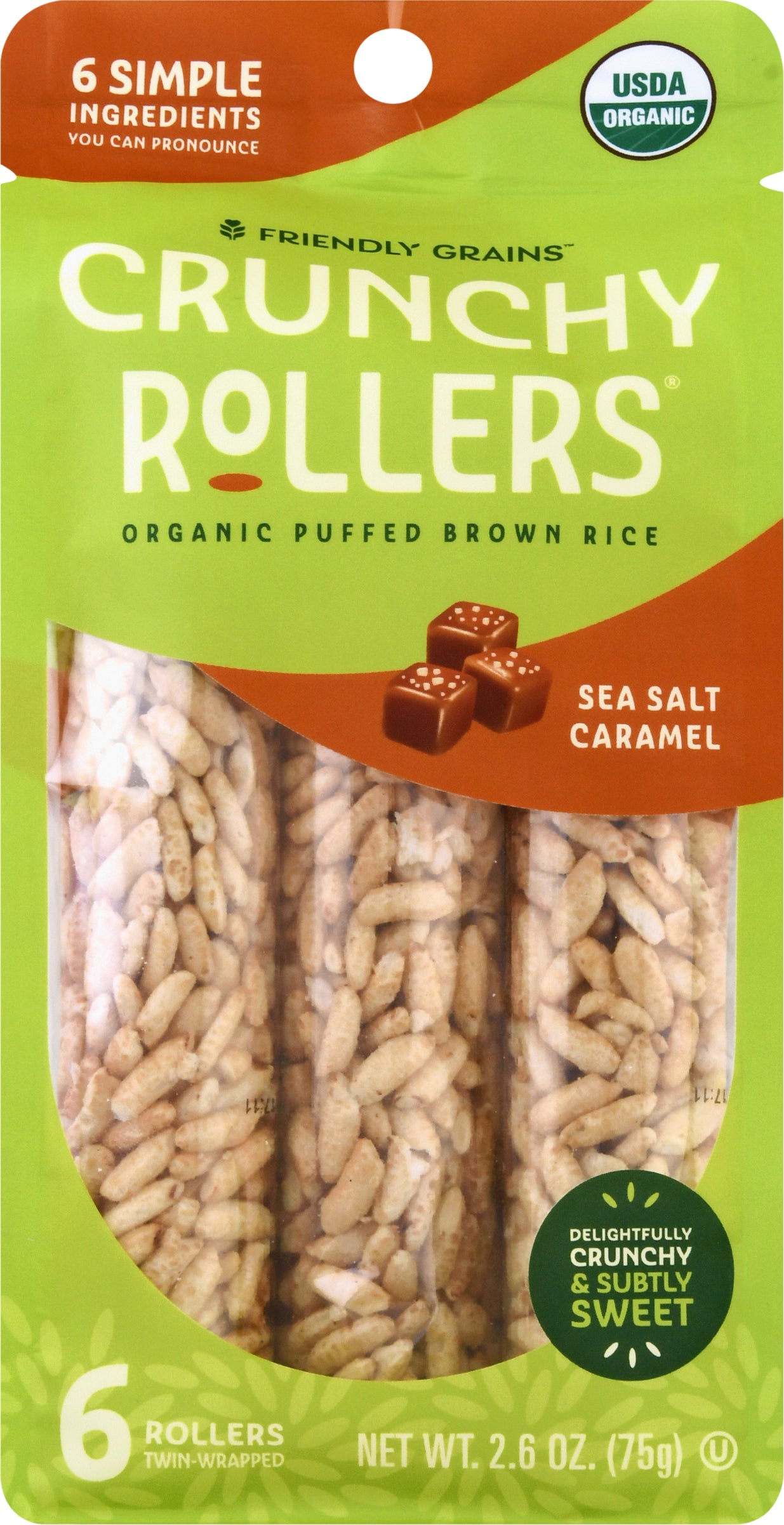 Friendly Grains Sea Salt Caramel Crunchy Rollers 6 ea - Case of 9