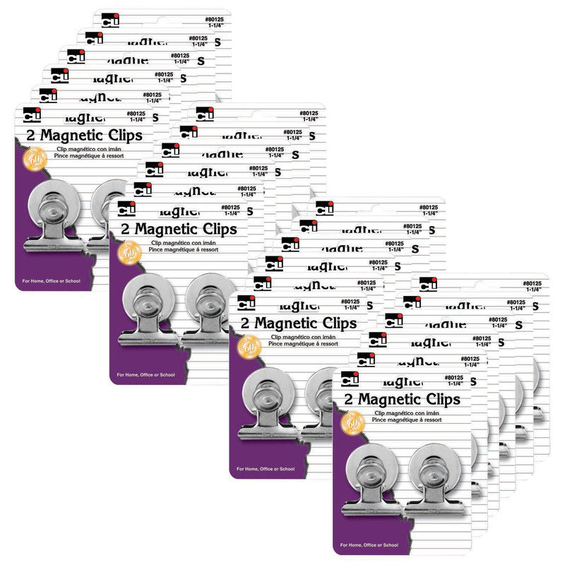 CHARLES LEONARD - Magnetic Spring Clips, 2 Per Pack, 24 Packs