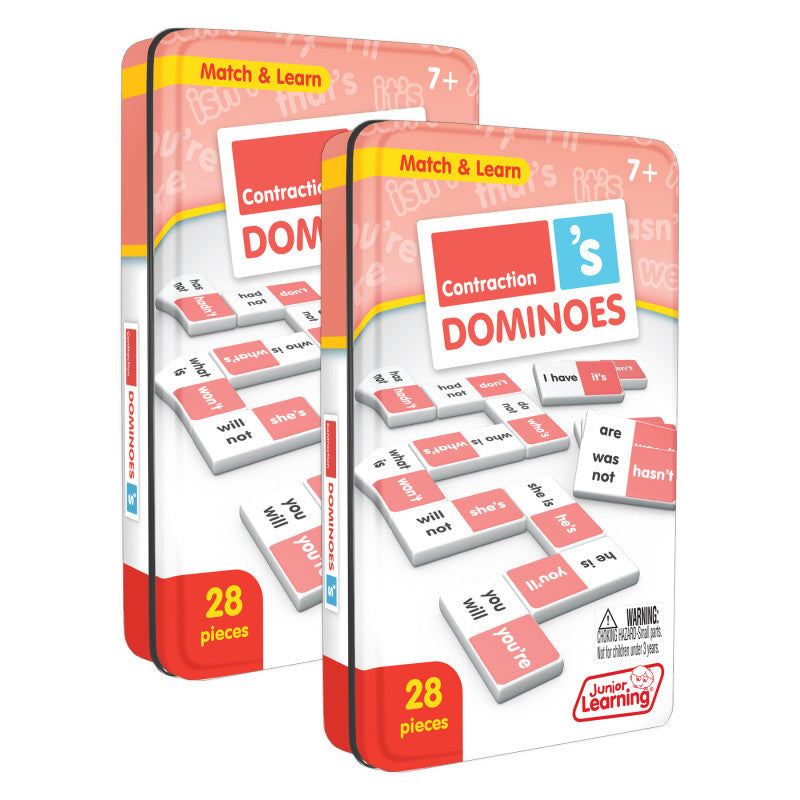 JUNIOR LEARNING - Contraction Match & Learn Dominoes, Pack of 2