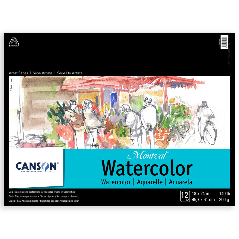 Artist Series Montval Watercolor Pad, Foldover Binding, Foldover Binding, 12 Sheet, 18x24 inch, 1 Count