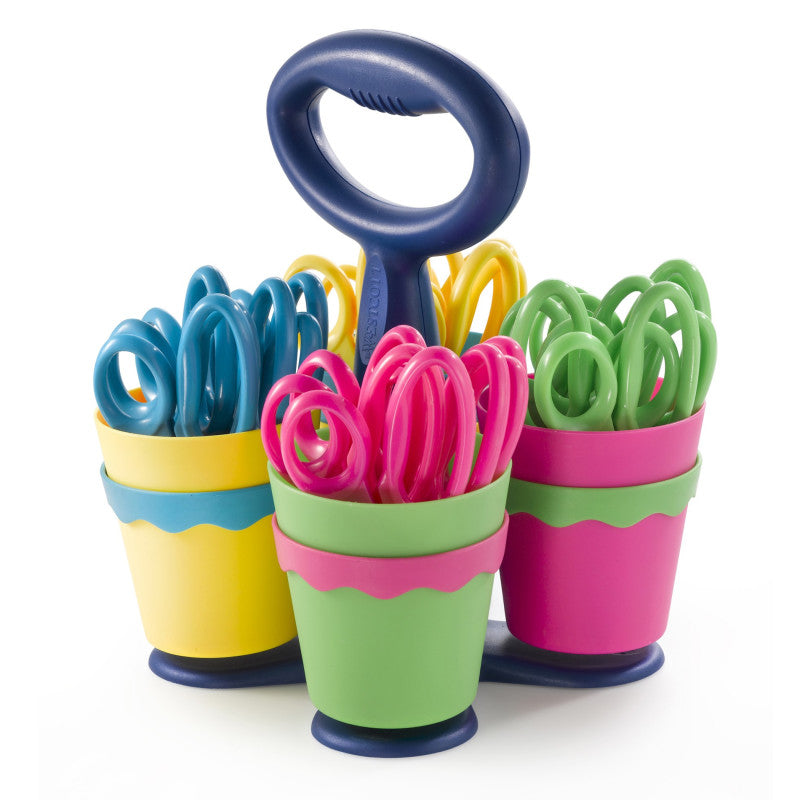 WESTCOTT - School Scissor Caddy, Pointed 5" Kids Scissors, Anti-Microbial Protection, 24 Scissors