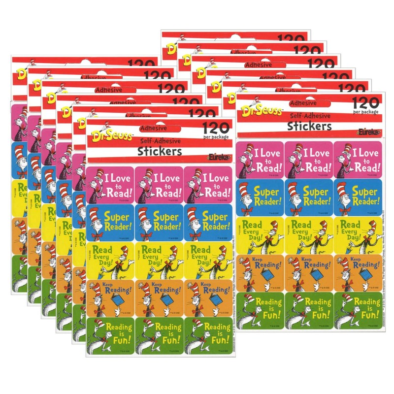 EUREKA - Cat in the Hat™ Reading Success Stickers, 120 Per Pack, 12 Packs