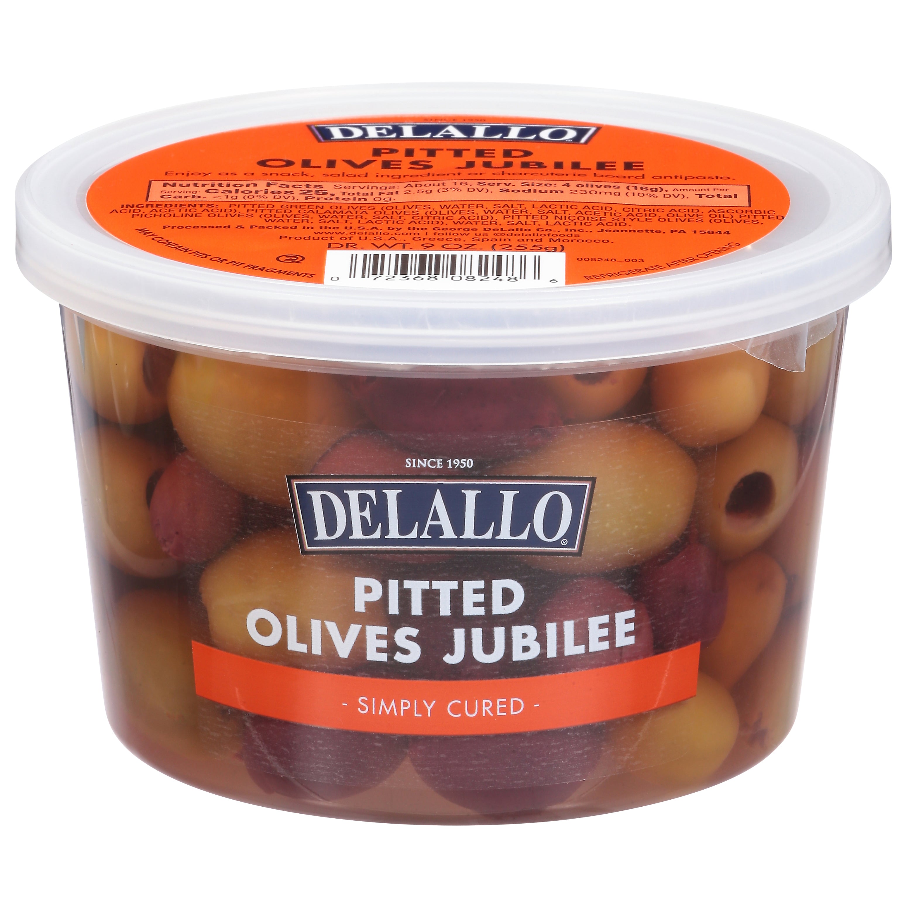 DeLallo Pitted Jubilee Olives - Case of 6 - 9 oz