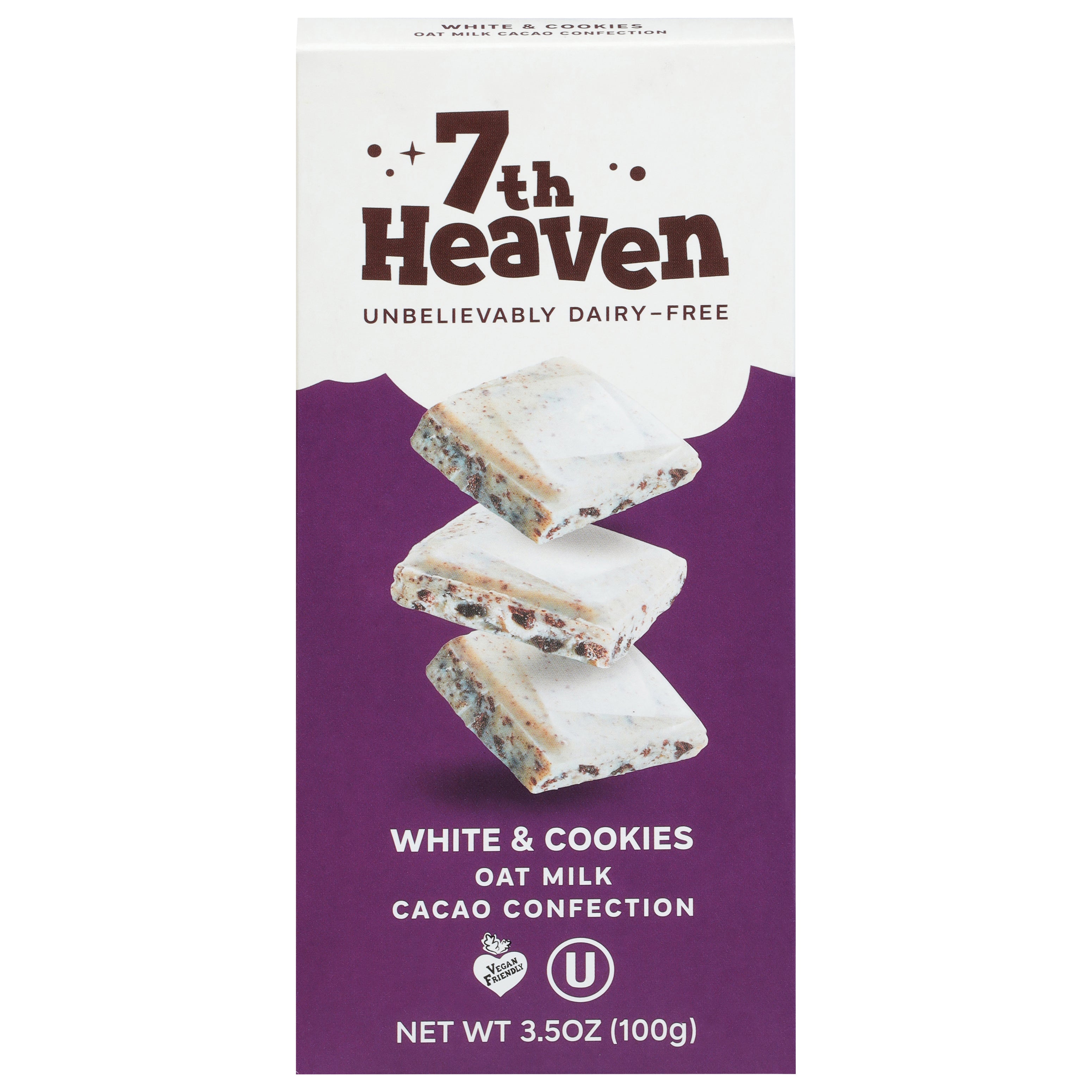 7th Heaven Oat Milk White & Cookies Cacao Confection 3.5 oz - Case of 14