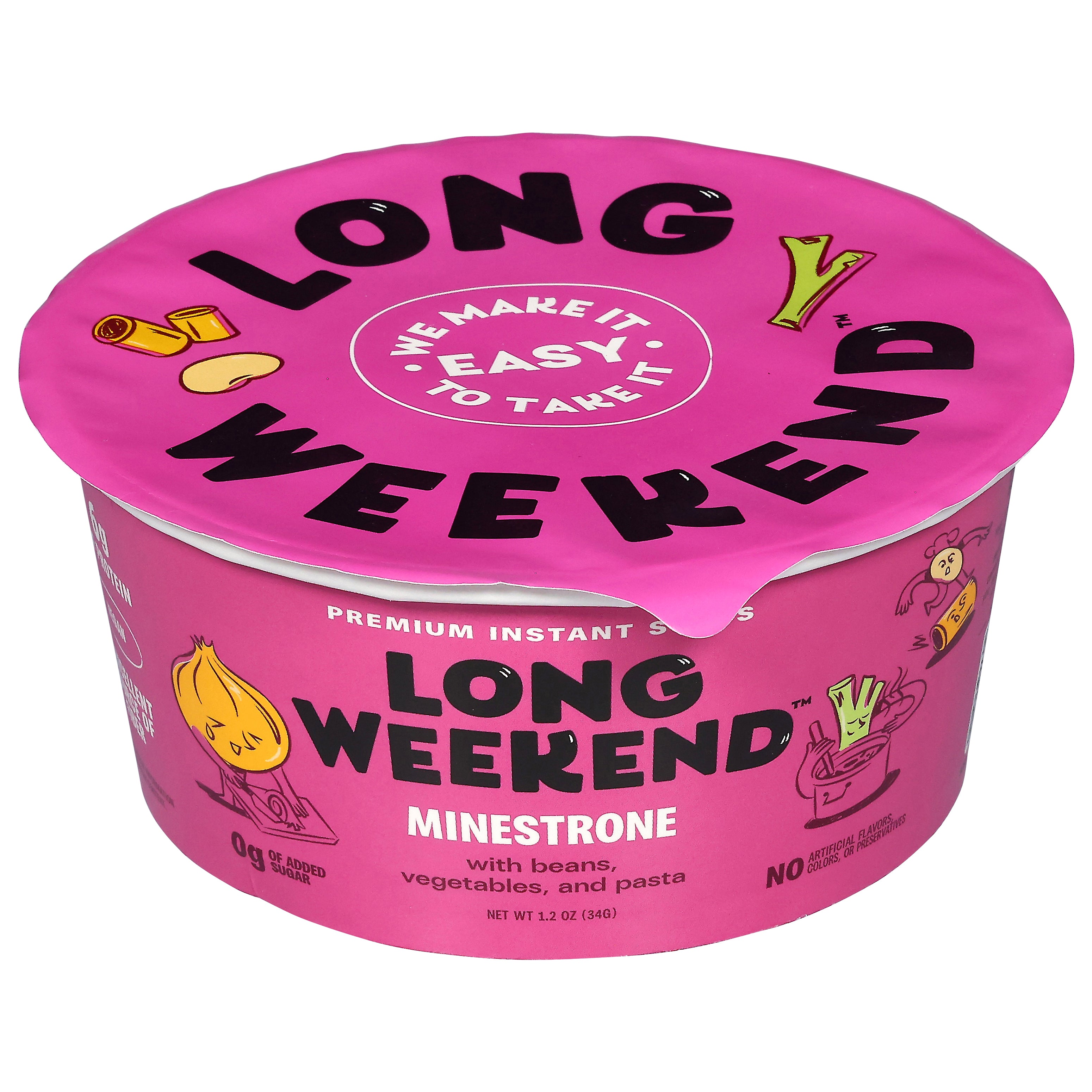Long Weekend Premium Instant Soups Minestrone Soup 1.2 oz - Case of 6