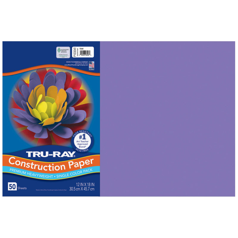 Construction Paper, Heavyweight, Violet, 12" x 18", 50 Sheets