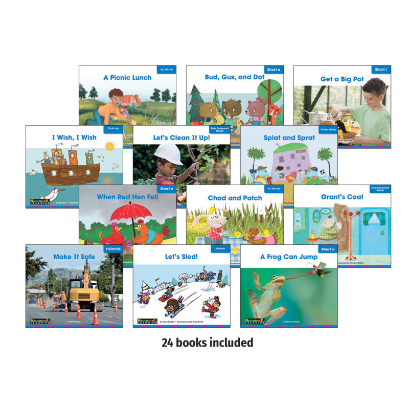 NEWMARK LEARNING - Decodable Readers Grade 1 Short Vowels, Consonant Blends, and Digraphs, 24 Books