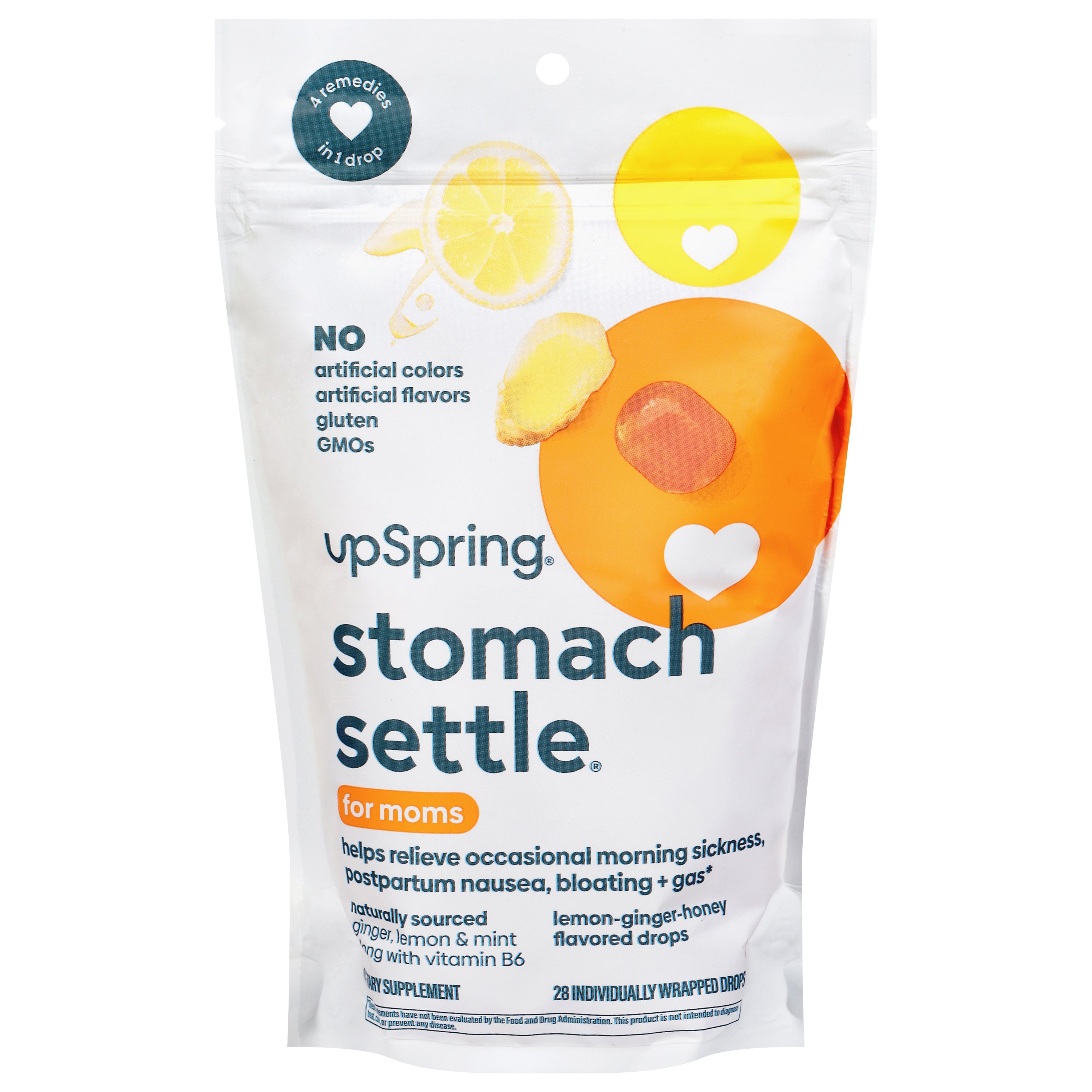 UpSpring Lemon-Ginger-Honey Flavored Stomach Settle for Moms 28 Drops - Case of 1