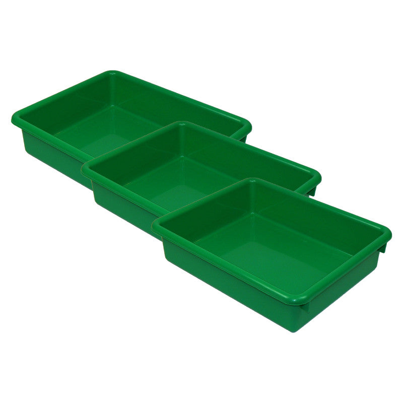 ROMANOFF - Stowaway® 3" Letter Tray no Lid, Green, Pack of 3