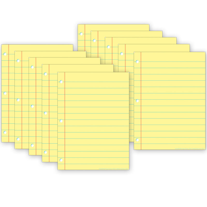 ASHLEY PRODUCTIONS - Smart Poly® PosterMat Pals™ Space Savers, 13" x 9-1/2", Yellow Notebook Paper, Pack of 10
