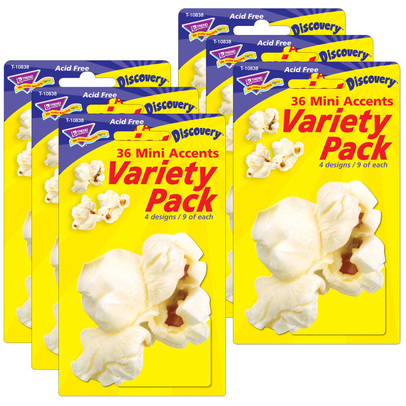 TREND - Popcorn Mini Accents Variety Pack, 36 Per Pack, 6 Packs