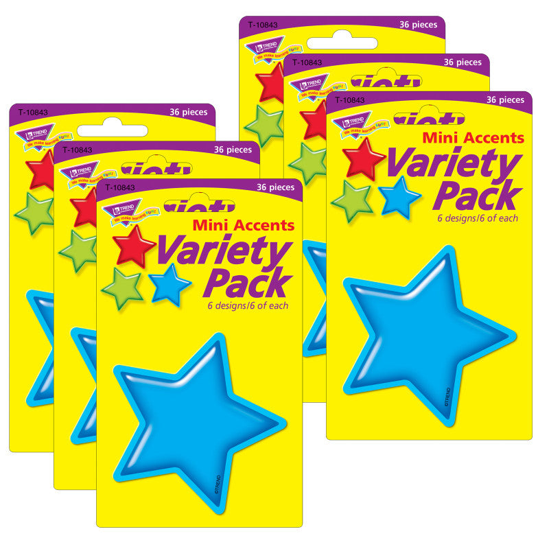 TREND - Gumdrop Stars Mini Accents Variety Pack, 36 Per Pack, 6 Packs