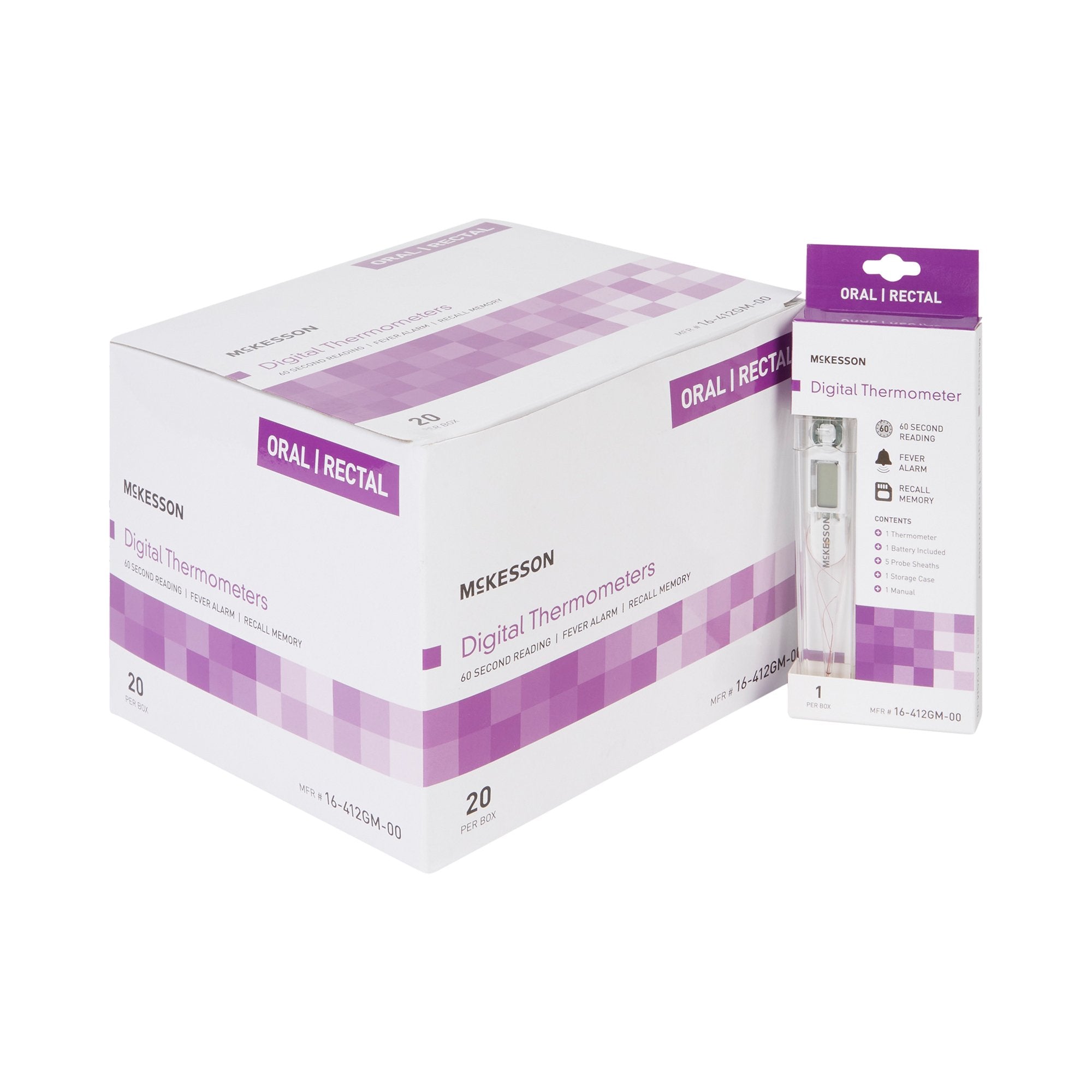 McKesson Brand - Digital Stick Thermometer McKesson Oral / Rectal / Axillary Probe Handheld [20/BX]