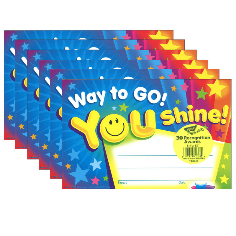 TREND - Way to Go! You Shine! Recognition Awards, 30 Per Pack, 6 Packs