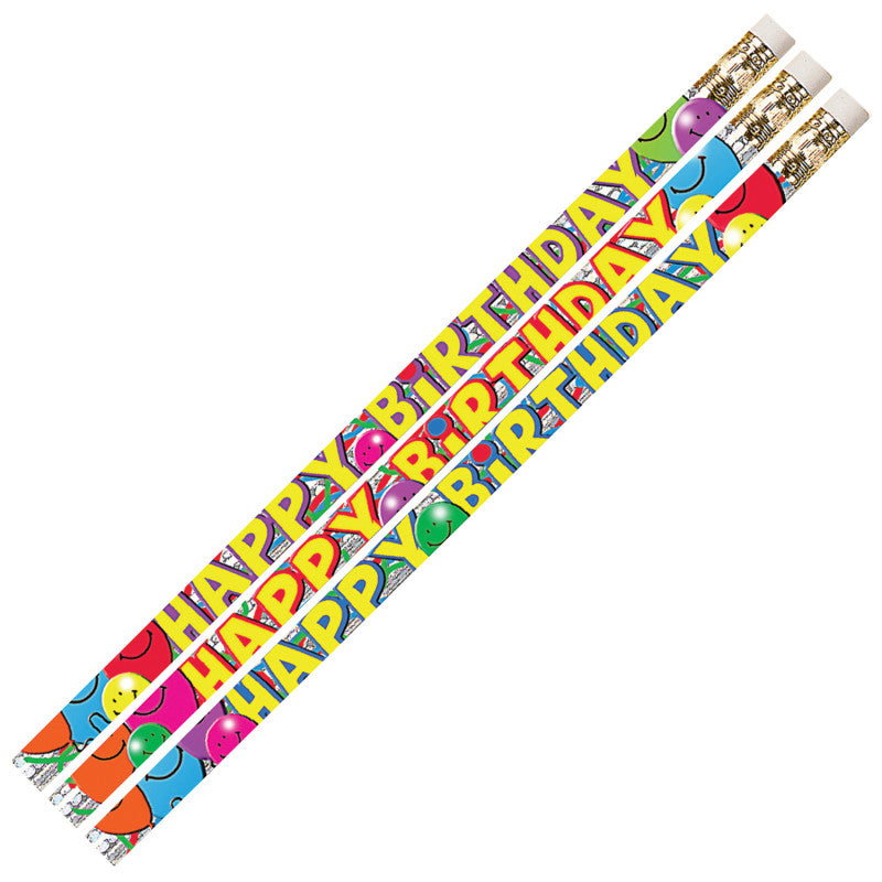 MUSGRAVE PENCIL COMPANY - Birthday Bash Motivational/Fun Pencils, 12 Per Pack, 12 Packs