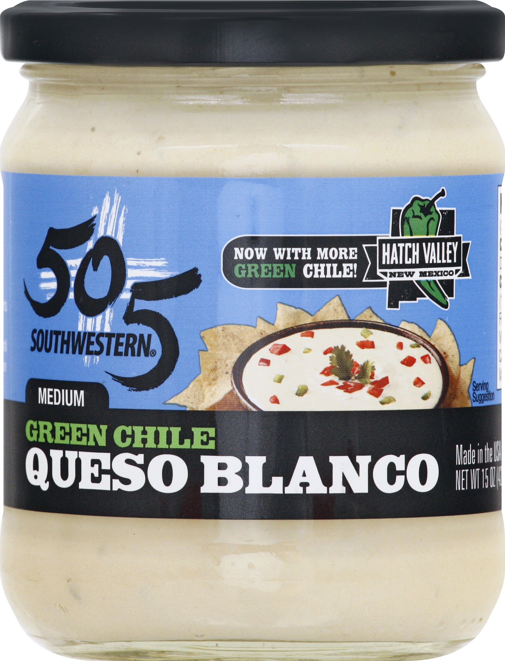 505 Southwestern Queso Blanco Green Chile Dip 15 oz - Case of 12