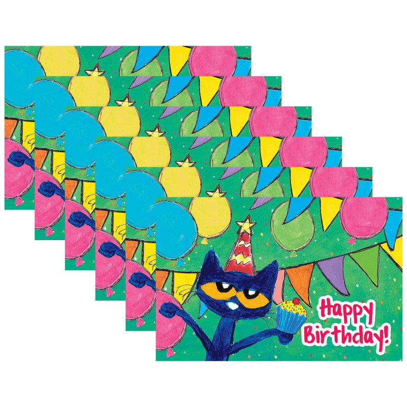 TEACHER CREATED RESOURCES - Pete The Cat Happy Birthday Postcards, 30 Per Pack, 6 Packs